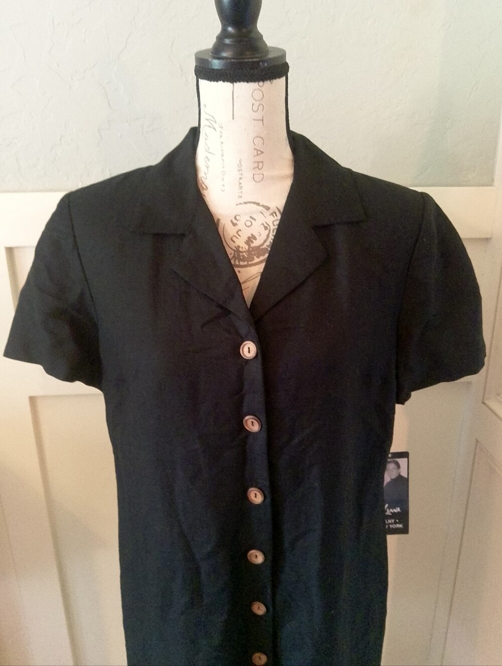 NWT Lennie LNY New York Classic Black Button-Front  Shirt Dress Sz 12